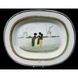 LLANELLY POTTERY DUTCH BOYS PLATTER the children in a landscape with two windmills beyond within