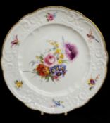 NANTGARW PORCELAIN PLATE c.1818-1820, brace Service-type, of lobed form, having c-scroll and