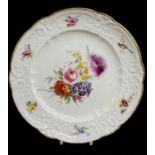 NANTGARW PORCELAIN PLATE c.1818-1820, brace Service-type, of lobed form, having c-scroll and