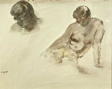 ‡ ROLAND VIVIAN PITCHFORTH R.A ARWS (1895-1982) watercolour - life-study of nudes with additional