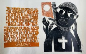 ‡ PAUL PETER PIECH (American-British, 1920-1996) three colour lithograph - stark image of figure