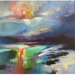 ‡ SCOTT NAISMITH (b.1978) oil on canvas - colourful coastal scene and sky, signed, 59 x 59cms