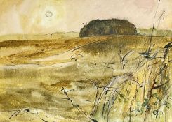 ‡ VIOLET FULLER (English, 1920-2006) watercolour and ink - 'October Sunset', signed, framed and