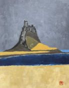 ‡ TOM JONES RCA (1936-2017) oil on board - titled verso 'Lindisfarne', monogrammed, 34 x