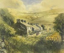 ‡ KEITH ANDREW (b.1947) limited edition (225/300) colour print - landscape with figure and cottages,