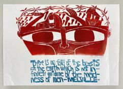 ‡ PAUL PETER PIECH (American-British, 1920-1996) two colour lithograph - anti-war image with quote