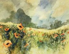 ‡ CHRIS GRIFFIN (b.1945) watercolour - landscape with poppies, signed and dated 1985 Provenance: