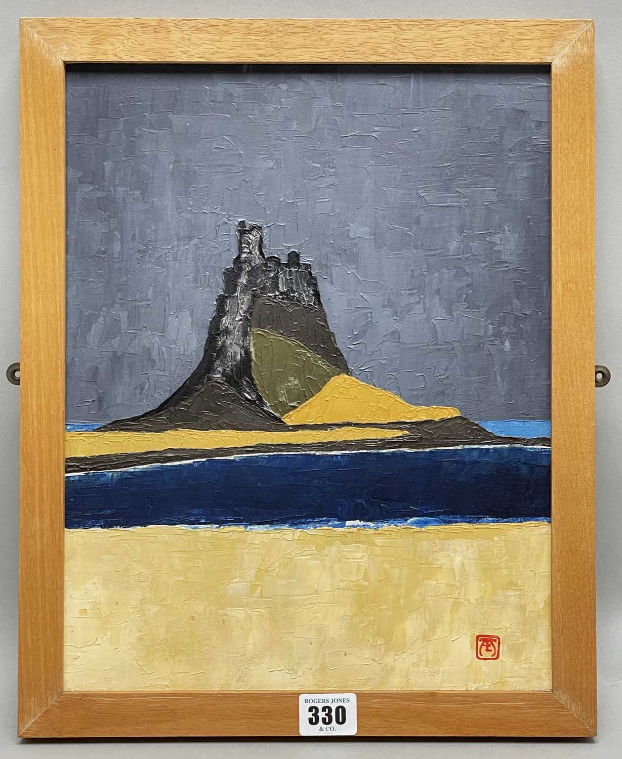 ‡ TOM JONES RCA (1936-2017) oil on board - titled verso 'Lindisfarne', monogrammed, 34 x - Image 2 of 2