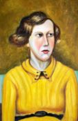 DENTON WELCH (1915-1948) oil on board - entitled verso 'Girl in Yellow Sweater', with two labels