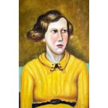DENTON WELCH (1915-1948) oil on board - entitled verso 'Girl in Yellow Sweater', with two labels