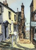 ‡ JAMES PRIDDEY (English, 1916-1980) colour print - 'Quay Hill - Tenby', signed in pencil, framed