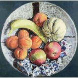 BRYN RICHARDS (b.1922) oil on canvas - still-life of fruit from the artist's 'Bowl Series', dated