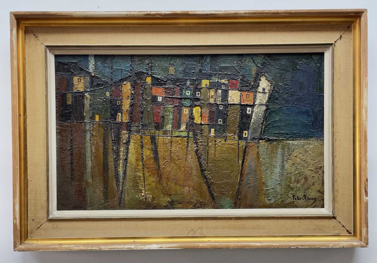 ‡ PETER OLIVER (1927-2006) oil on board - entitled verso on Redfern Gallery label, 'Houses St. - Image 2 of 17