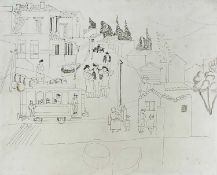 CHRISTOPHER WOOD (1901-1930) pencil - entitled verso on Maltzahn Gallery label 'Village Brittany',