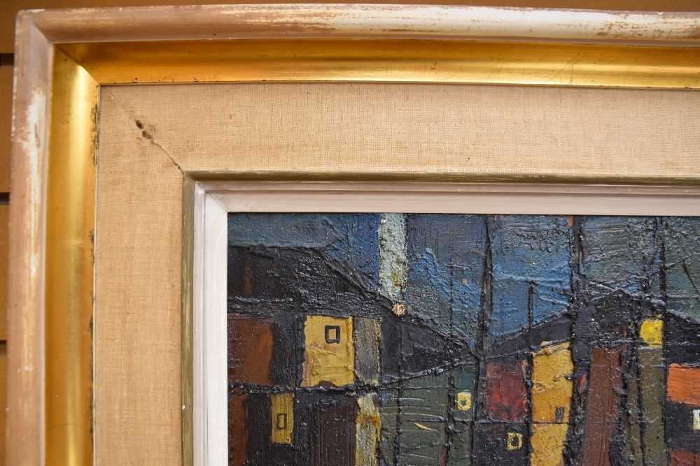 ‡ PETER OLIVER (1927-2006) oil on board - entitled verso on Redfern Gallery label, 'Houses St. - Image 3 of 17