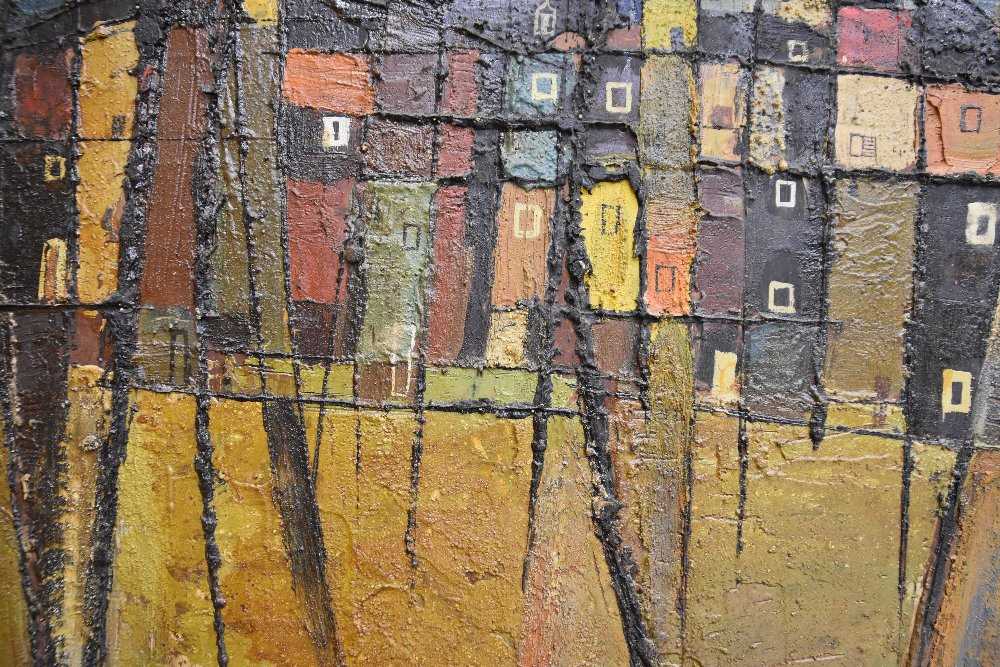 ‡ PETER OLIVER (1927-2006) oil on board - entitled verso on Redfern Gallery label, 'Houses St. - Image 8 of 17