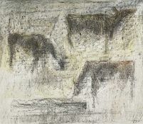 ANN CRAWFORD pencil and wash - grazing cattle, signed, 47 x 54cms Provenance: private collection