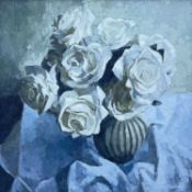 BRYN RICHARDS (b.1922) oil on canvas - still-life of roses in a vase, 48.5 x 48.5cms Provenance: