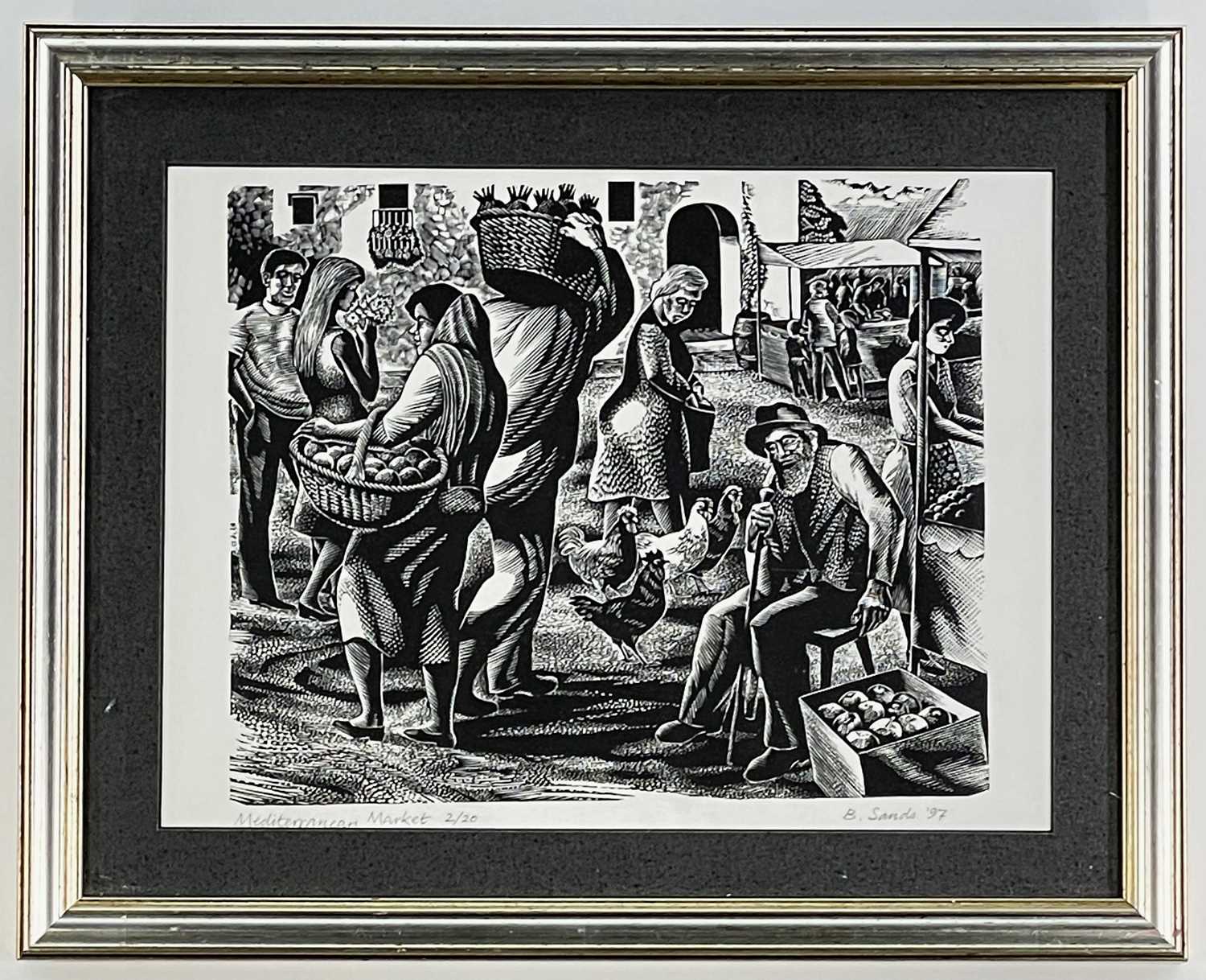 ‡ BEN SANDS (1920-2016) limited edition wood engraving (2/20) - 'Mediterranean Market', signed in - Image 2 of 2