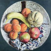BRYN RICHARDS (b.1922) oil on canvas - still-life of fruit from the artist's 'Bowl Series', dated