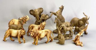 LEONARDO & OTHER ANIMAL KINGDOM COMPOSITION FIGURINES (11) - in wood effect finishes and original