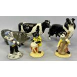 BESWICK BOXED ASSORTMENT - cow, Collie dog and three band figures, also, a Royal Doulton sow