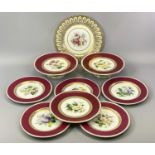 STAFFORDSHIRE FLORAL DECORATED DESERT WARE and a Paragon display plate, 27cms diam