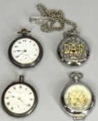 VINTAGE & MODERN POCKET WATCHES (4) - including a gun metal cased example with Arabic numerals to
