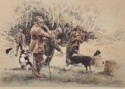 ROS GOODY coloured limited edition (97/850) print - sheepdogs and their handlers at trials,