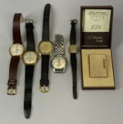 LADY'S & GENT'S VINTAGE WRISTWATCHES (5) and a Dupont gold plated cigarette lighter in original case