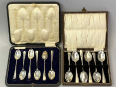 CASED SETS OF 6 SILVER TEASPOONS (2) - Sheffield hallmarks to include a set of 6 with chased