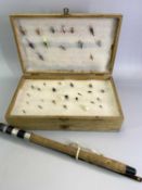 FISHING INTEREST - Jet, The House of Hardy two-piece fly rod and a quantity of flies within a wooden