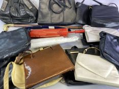 VINTAGE HANDBAGS, a quantity, and parasols, ETC