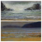 DAVID T WILLIAMS coloured limited edition seascape prints (2) - 1 being (25/500), 17 x 27cms and the