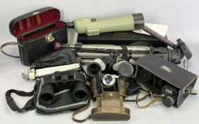 VINTAGE BELLOWS CAMERA, associated goods, binoculars and other optics group to include a Voigtlander