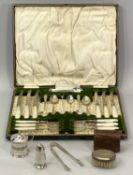 MIXED SMALL SILVER & CUTLERY GROUP - 25 pieces to include 6 pastry knives and 6 forks, all with