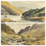 E GRIEG HALL watercolours, a pair - river scenes, each signed, 26 x 36cms