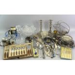 EPNS & OTHER PLATED METAL WARE, boxed and loose cutlery and a small selection of mixed glassware