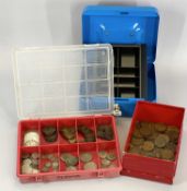 VINTAGE BRITISH COINAGE & COLLECTABLE CROWNS GROUP - with a modern lockable cash box