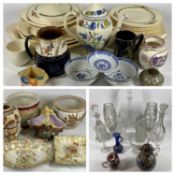 GRINDLEY VINTAGE FLORAL DECORATED DINNERWARE, approximately 22 pieces, Masons Regency coffee pot,