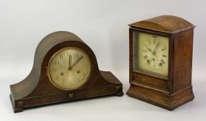 MANTEL CLOCKS (2) - vintage oak examples, 23 x 38cms and 30 x 20cms