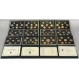 ROYAL MINT UNITED KINGDOM PROOF COIN COLLECTION SETS (12) - all cased with certificates and outer