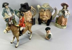 STAFFORDSHIRE FINE CERAMICS NOVELTY TEAPOTS - Dr Doolittle, 20cms H and Rumpole, Bretby horse and