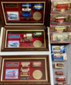 CORGI TRAMLINES (4), 6 OTHER DIECAST TRAMS and three Matchbox models of Yesteryear cased displays in