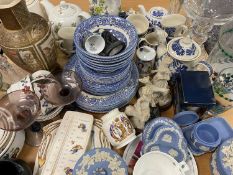 CHINA ASSORTMENT - to include Satsuma vase, 30cms tall, blue and white tableware, glassware,