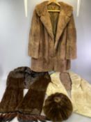 VINTAGE FURS - a coat, two stoles and a hat