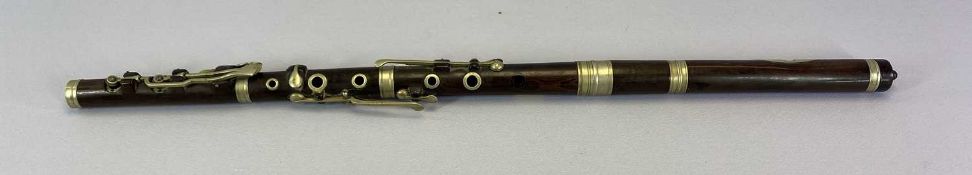 MUSICAL INSTRUMENTS - early 19th century rosewood flute marked 'Clementi & Co London', 67cms L
