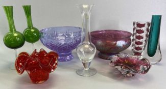 LOETZ TYPE IRIDESCENT GLASS BOWL, 12 x 20cms diam and a quantity of other Art and similar glassware