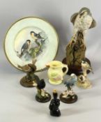 PORCELAIN & OTHER BIRD ORIENTATED COLLECTABLES GROUP - to include a composition sculpture of a