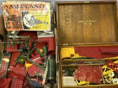 MECCANO WOODEN BOX NO 5 with contents and other